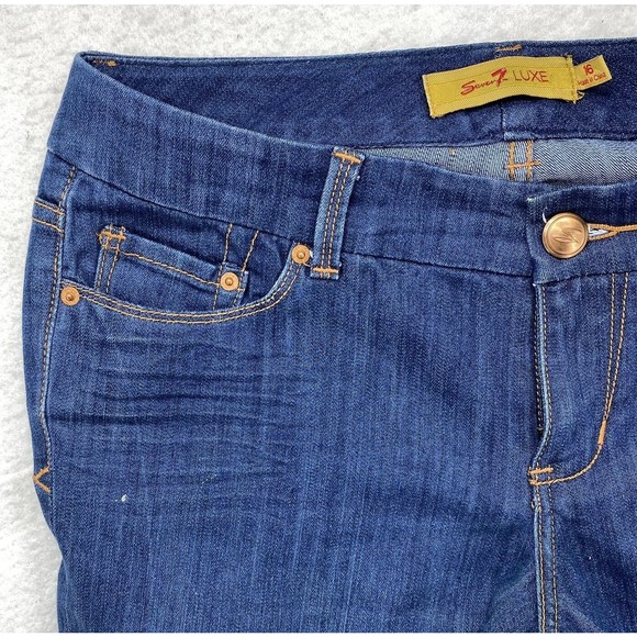 SEVEN 7 LUXE THALIA  Women's Size 16 Dark Wash Jeans Flare Thick Stitch Stretch - Picture 10 of 16